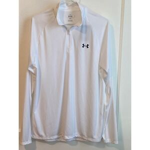Under Armour Mens Lg Velocity 2.0 1/2 Zip Pullover White Long Sleeve Shirt NWT